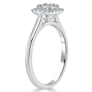 0.75 CT Cushion Cut Halo Moissanite Engagement Ring - crownmoissanite