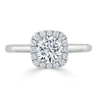 0.75 CT Round Cut Halo Moissanite Engagement Ring - crownmoissanite