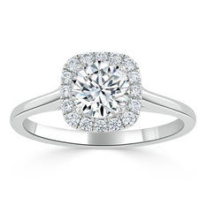 0.75 Carats Round Shape Halo Moissanite Diamond Engagement Ring - crownmoissanite