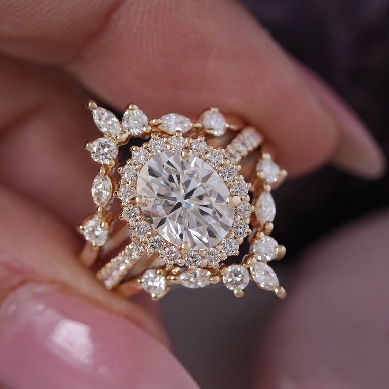 0.70 CT Oval Moissanite Vintage Engagement Ring