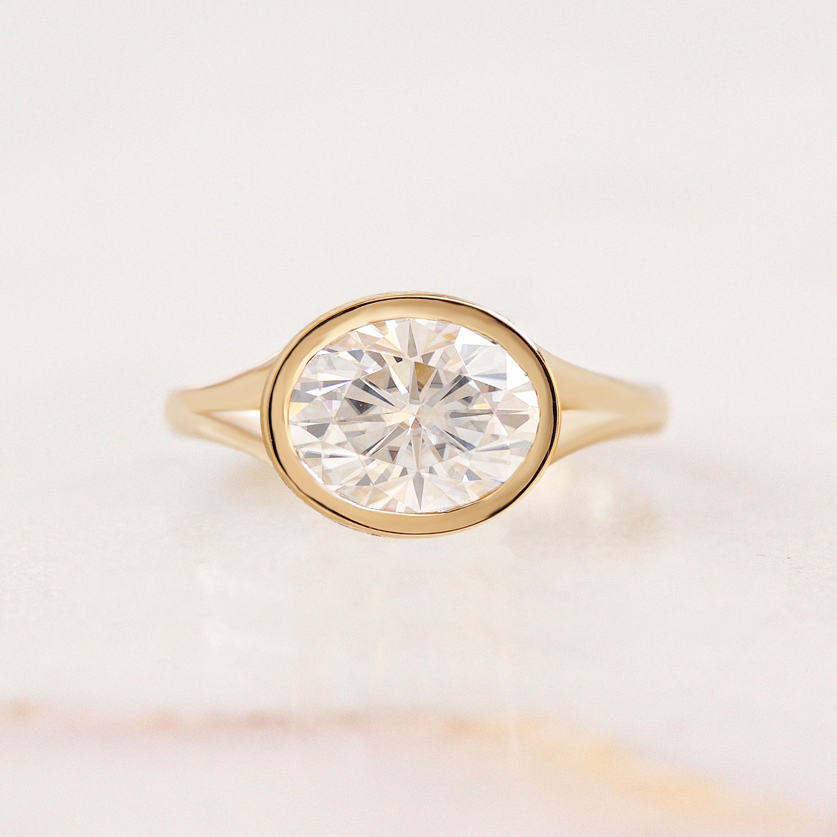 1.50 CT Oval Moissanite Hidden Halo Engagement Ring