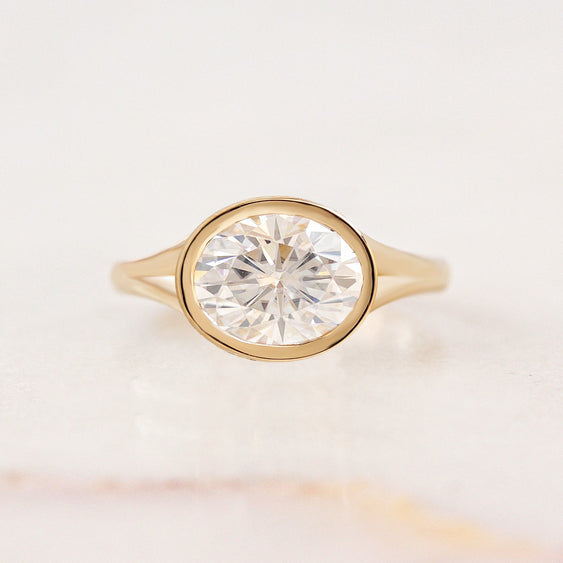 1.50 CT Oval Moissanite Hidden Halo Engagement Ring