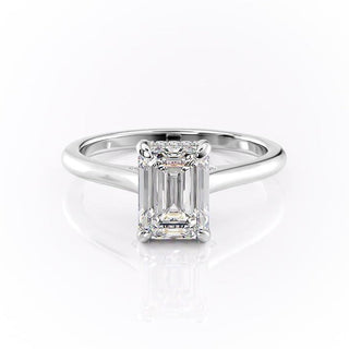 1.91 CT Emerald Cut Solitaire Hidden Halo Setting Moissanite Engagement Ring - crownmoissanite
