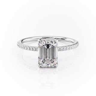 2.10 CT Emerald Shaped Moissanite Solitaire Engagement Ring - crownmoissanite