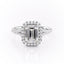 1.91 CT Emerald Shaped Moissanite Halo Split Shank Engagement Ring - crownmoissanite