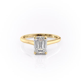 1.91 CT Emerald Cut Solitaire Hidden Halo Setting Moissanite Engagement Ring - crownmoissanite