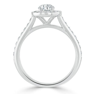 1.0 CT Oval Cut Halo Pave Moissanite Engagement Ring - crownmoissanite