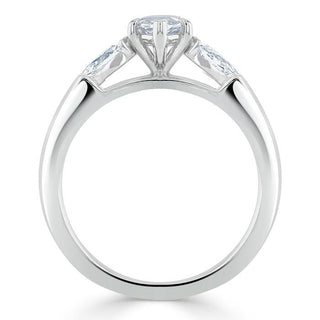 0.75 CT Marquise Shaped Moissanite Three Stones Engagement Ring - crownmoissanite