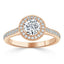 0.75 CT Round Shaped Moissanite Chennel Halo Engagement Ring - crownmoissanite