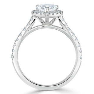 1.0 CT Heart Cut Halo Moissanite Engagement Ring With Pave Setting - crownmoissanite