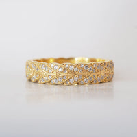 Round Stones Feather Style Men's Wedding Band - crownmoissanite
