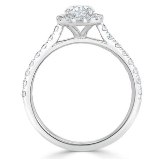 0.94 CT Oval Cut Halo Moissanite Engagement Ring With Pave Setting - crownmoissanite