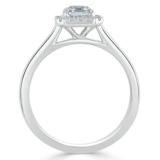 0.75 CT Asscher Shaped Moissanite Halo Engagement Ring - crownmoissanite