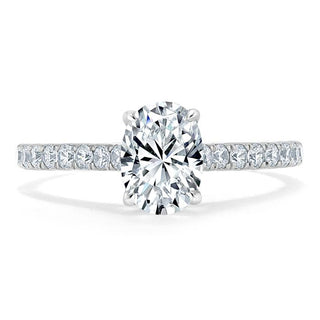 0.94 CT Oval Cut Solitaire Moissanite Engagement Ring With Pave Setting - crownmoissanite