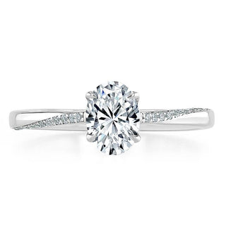 0.75 CT Oval Cut Solitaire Moissanite Engagement Ring - crownmoissanite