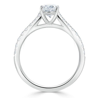 0.94 CT Oval Cut Solitaire Moissanite Engagement Ring With Pave Setting - crownmoissanite