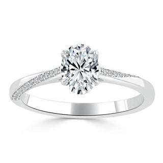 0.75 CT Oval Cut Solitaire Moissanite Engagement Ring - crownmoissanite