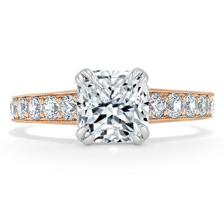 1.5 CT Cushion Cut Solitaire Channel Pave Moissanite Engagement Ring - crownmoissanite