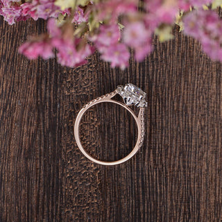 1.35 CT Round Cut Halo Moissanite Engagement Ring - crownmoissanite