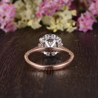 1.35 CT Round Cut Halo Moissanite Engagement Ring - crownmoissanite