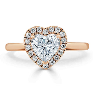 1.0 CT Heart Cut Halo Moissanite Engagement Ring - crownmoissanite