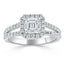 1.0 CT Asscher Cut Halo Split Shank Setting Moissanite Engagement Ring - crownmoissanite