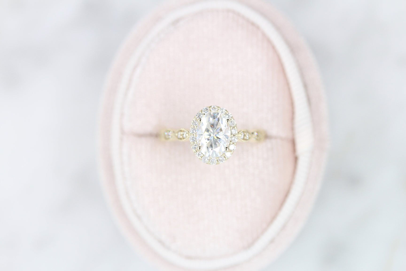 1.33 CT Oval Cut Halo Moissanite Engagement Ring - crownmoissanite