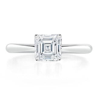 1.0 CT Asscher Cut Solitaire Moissanite Engagement Ring - crownmoissanite