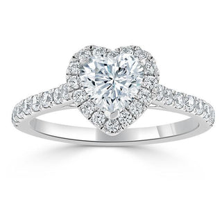 1.0 CT Heart Shaped Moissanite Halo Engagement Ring - crownmoissanite