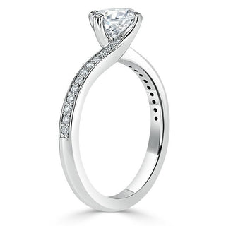 0.75 CT Round Cut Solitaire Bypass Pave Moissanite Engagement Ring - crownmoissanite