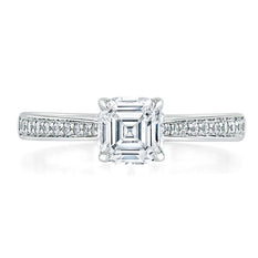 1.0 CT Asscher Shaped Moissanite Solitaire Engagement Ring - crownmoissanite