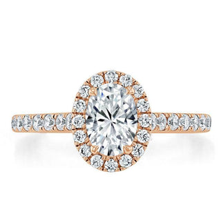 0.94 CT Oval Cut Halo Moissanite Engagement Ring With Pave Setting - crownmoissanite