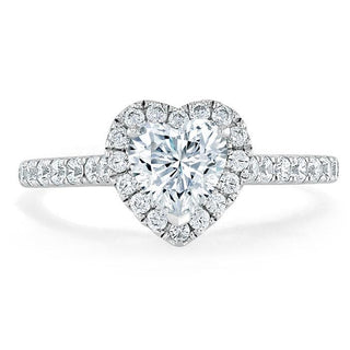 1.0 CT Heart Cut Halo Moissanite Engagement Ring With Pave Setting - crownmoissanite