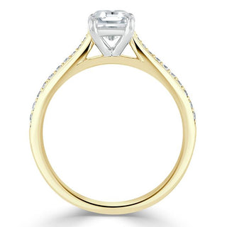 1.0 CT Asscher Cut Solitaire Moissanite Engagement Ring With Chanel Pave Setting - crownmoissanite