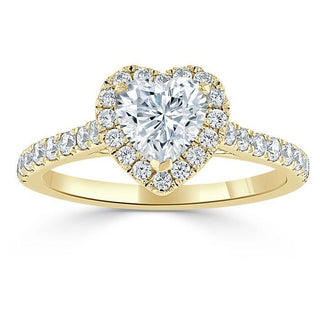 1.0 CT Heart Shaped Moissanite Halo Engagement Ring - crownmoissanite