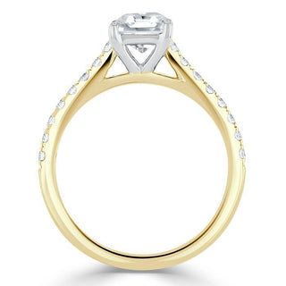 1.0 CT Asscher Cut Solitaire Pave Setting Moissanite Engagement Ring - crownmoissanite