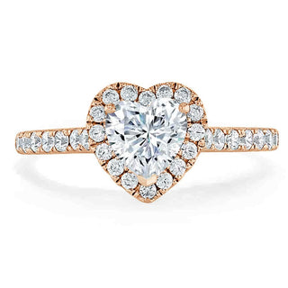 1.0 CT Heart Cut Halo Moissanite Engagement Ring With Pave Setting - crownmoissanite