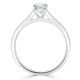 0.94 CT Oval Cut Solitaire Moissanite Engagement Ring With Pave Setting - crownmoissanite