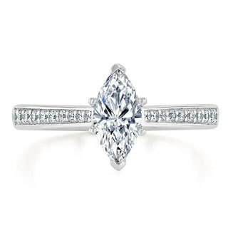 1.0 CT Marquise Shaped Moissanite Solitaire Engagement Ring - crownmoissanite