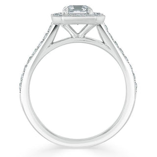 1.05 CT Asscher Cut Halo Pave Setting Moissanite Engagement Ring - crownmoissanite