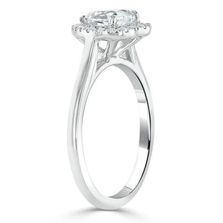 1.0 CT Heart Cut Halo Moissanite Engagement Ring - crownmoissanite