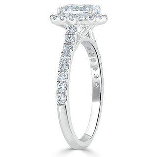 0.94 CT Oval Cut Halo Moissanite Engagement Ring With Pave Setting - crownmoissanite