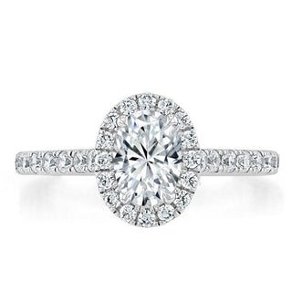 0.94 CT Oval Cut Halo Moissanite Engagement Ring With Pave Setting - crownmoissanite