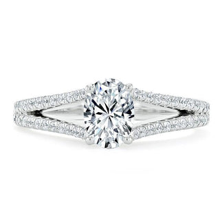 0.75 CT Oval Cut Solitaire Split Shank Style Moissanite Engagement Ring - crownmoissanite