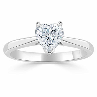 1.0 CT Heart Cut Solitaire Moissanite Engagement Ring - crownmoissanite