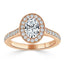1.0 CT Oval Cut Halo Pave Moissanite Engagement Ring - crownmoissanite