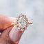 0.70 CT Oval Moissanite Halo & Pave Engagement Ring