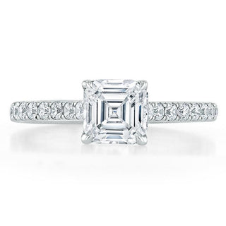 1.0 CT Asscher Shaped Moissanite Solitaire Engagement Ring - crownmoissanite