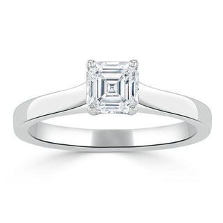 1.0 CT Asscher Cut Solitaire Moissanite Engagement Ring - crownmoissanite