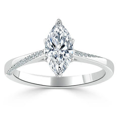 1.0 CT Marquise Cut Solitaire Moissanite Engagement Ring - crownmoissanite